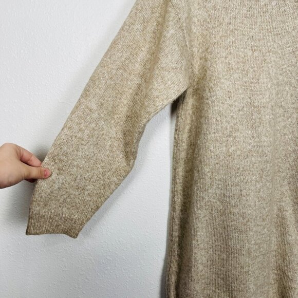 ASOS Oversized Tan Neutral Shawl Turtle Neck 1/4 Zip Knit Sweater | X-Small - Picture 5 of 10